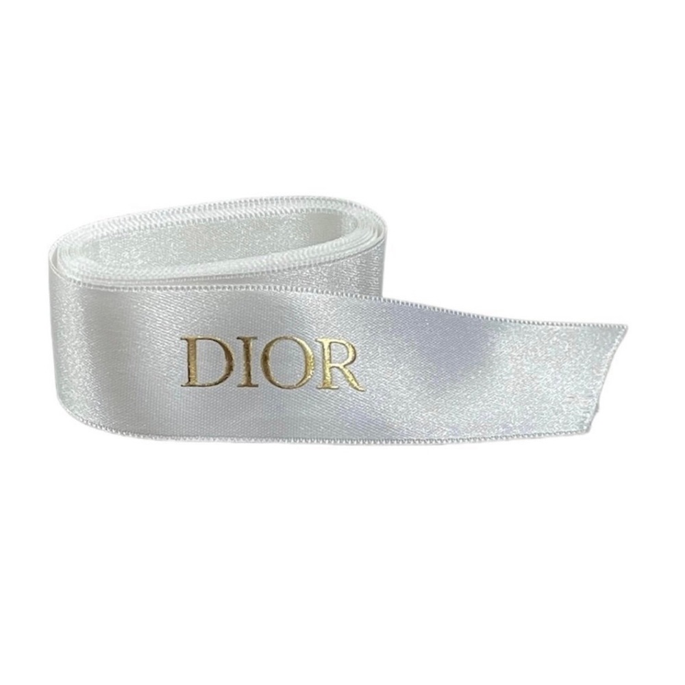 New DIOR Authentic White Satin Ribbon Gold Logo Lettering 53”